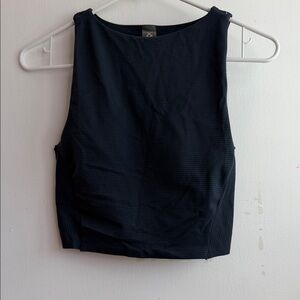 RHONE Black Ribbed Sleeveless Crop Tank